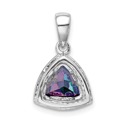 GSS Sterling Silver Rhod-plated Trillion Mystic Fire/White Topaz Pendant