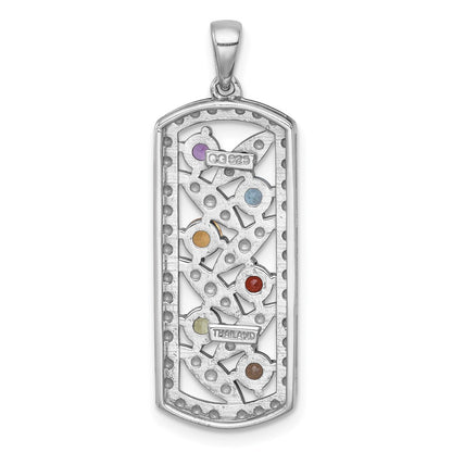 Sterling Silver RH-plated Polished Fancy Multi Gemstone Pendant