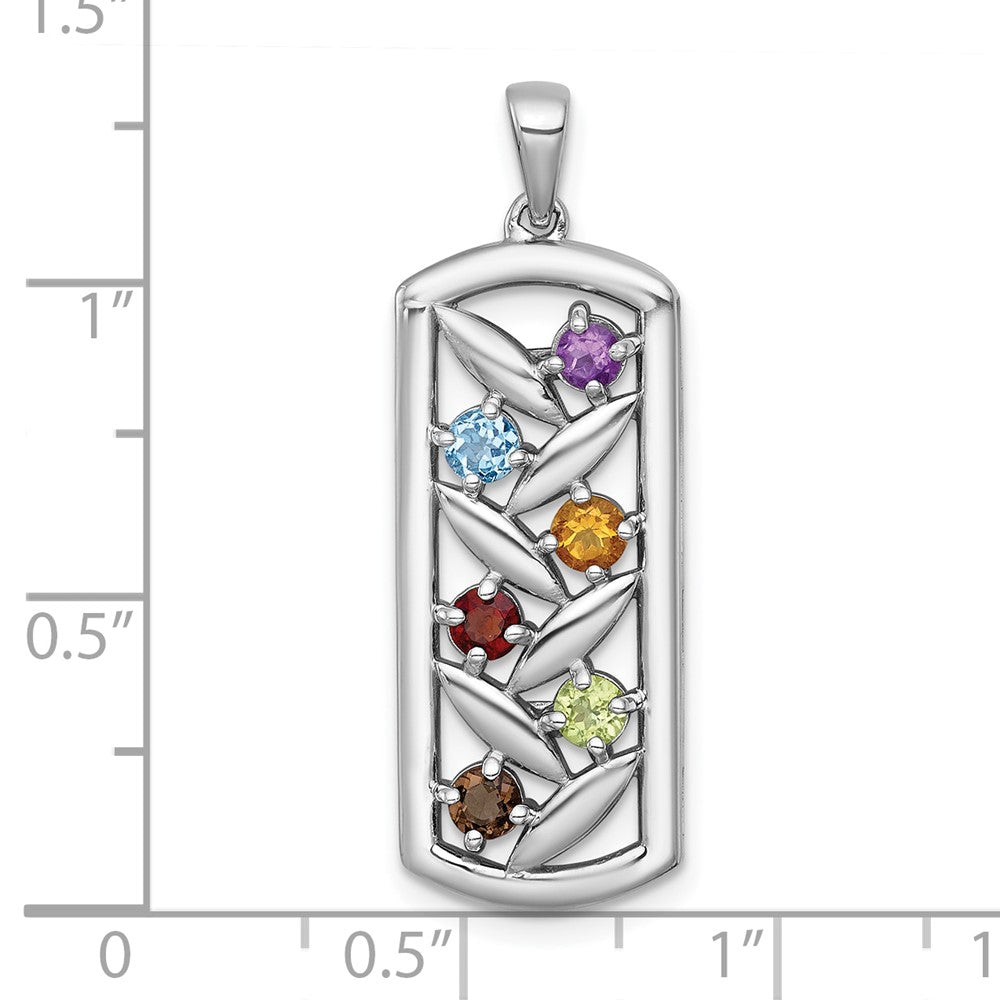 Sterling Silver RH-plated Polished Fancy Multi Gemstone Pendant