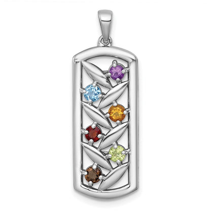 Sterling Silver RH-plated Polished Fancy Multi Gemstone Pendant