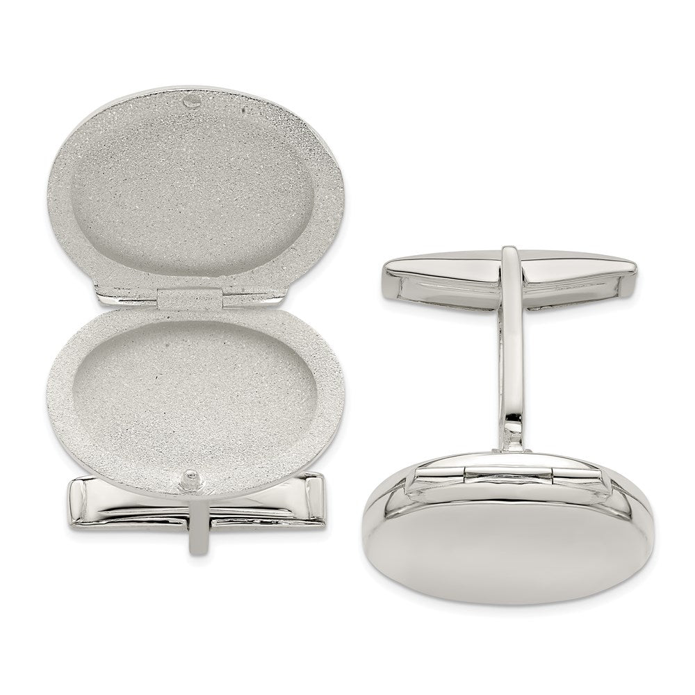 MJ Sterling Silver Oval Locket Cufflinks