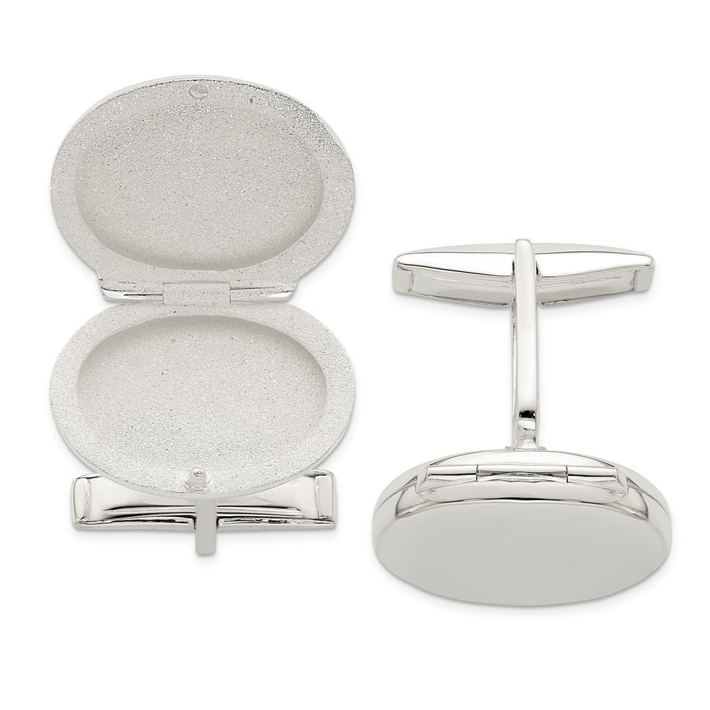 MJ Sterling Silver Oval Locket Cufflinks