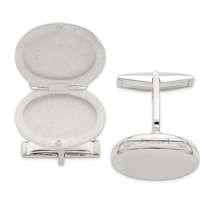 MJ Sterling Silver Oval Locket Cufflinks