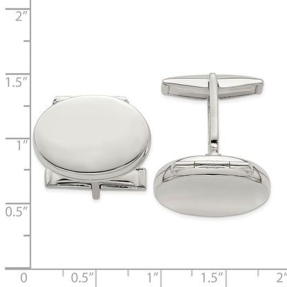 MJ Sterling Silver Oval Locket Cufflinks