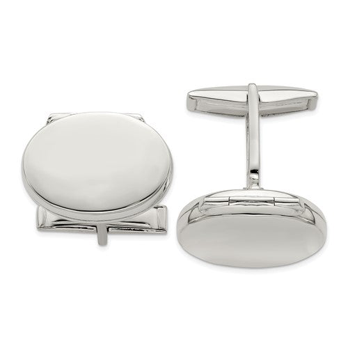 MJ Sterling Silver Oval Locket Cufflinks