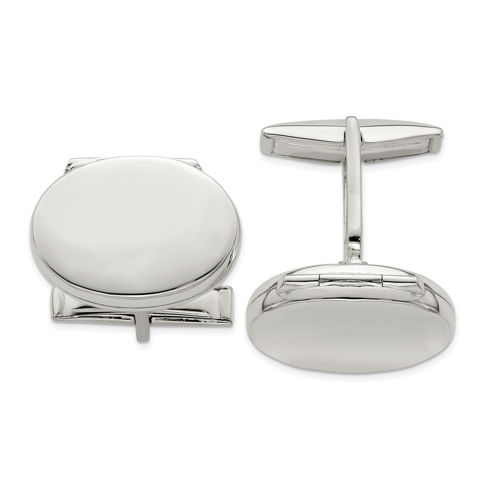 MJ Sterling Silver Oval Locket Cufflinks