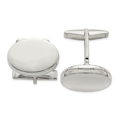 MJ Sterling Silver Oval Locket Cufflinks