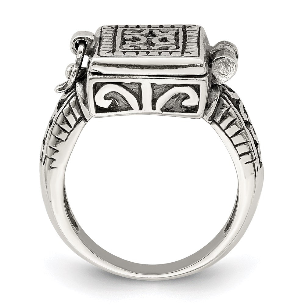 SSR Sterling Silver Antiqued Rectangular Locket Ring