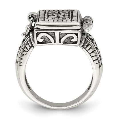 SSR Sterling Silver Antiqued Rectangular Locket Ring