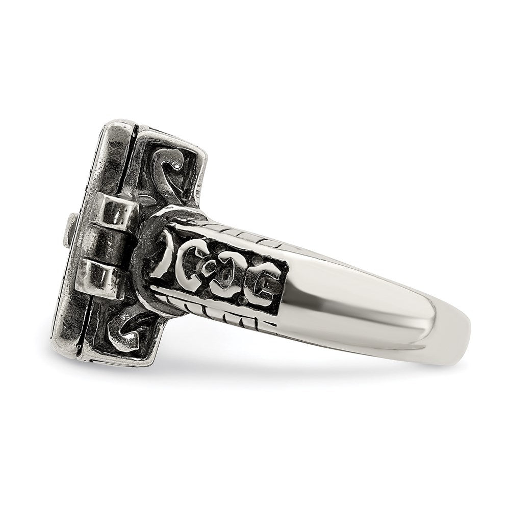 SSR Sterling Silver Antiqued Rectangular Locket Ring