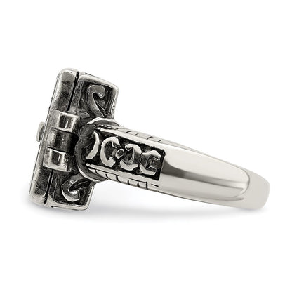 SSR Sterling Silver Antiqued Rectangular Locket Ring