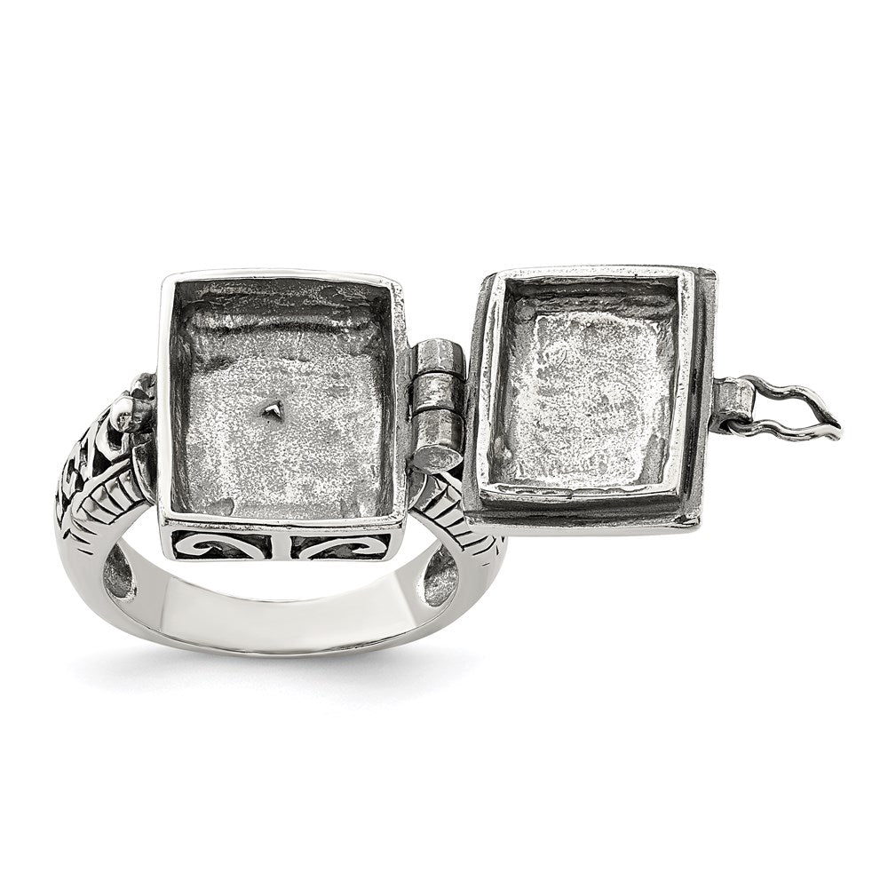 SSR Sterling Silver Antiqued Rectangular Locket Ring