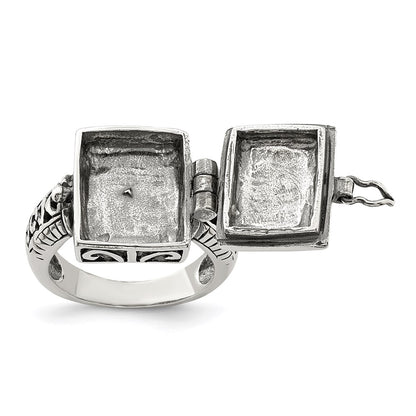 SSR Sterling Silver Antiqued Rectangular Locket Ring