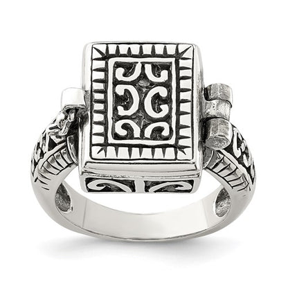 SSR Sterling Silver Antiqued Rectangular Locket Ring