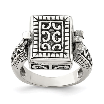 SSR Sterling Silver Antiqued Rectangular Locket Ring
