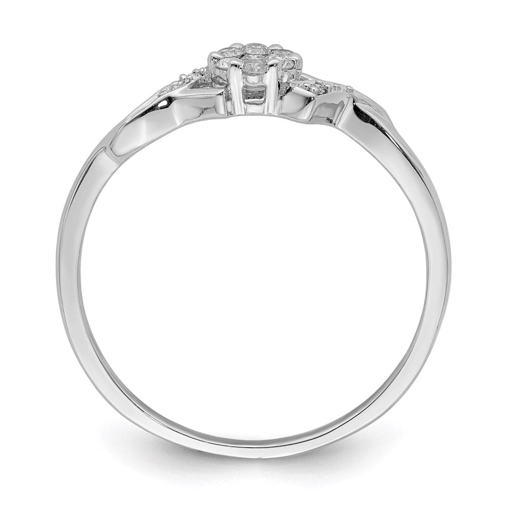 DSS Sterling Silver Rhodium Plated Diamond Ring
