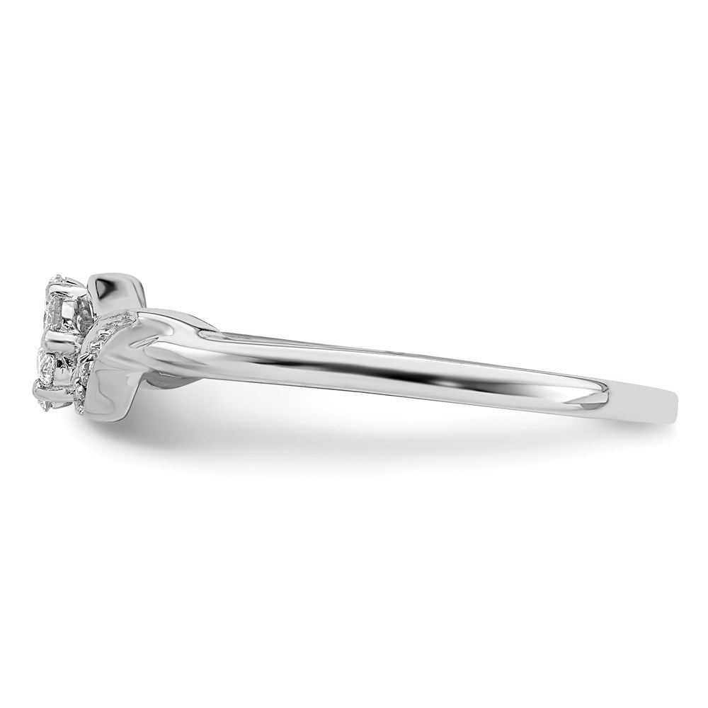 DSS Sterling Silver Rhodium Plated Diamond Ring