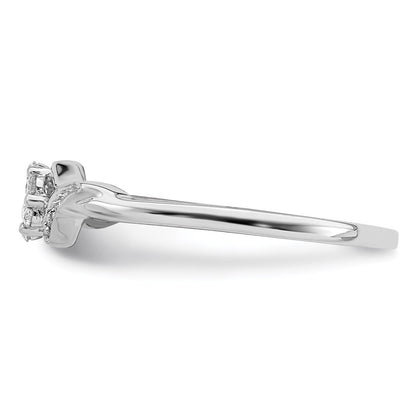 DSS Sterling Silver Rhodium Plated Diamond Ring