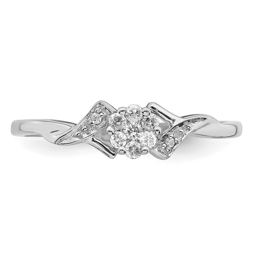DSS Sterling Silver Rhodium Plated Diamond Ring