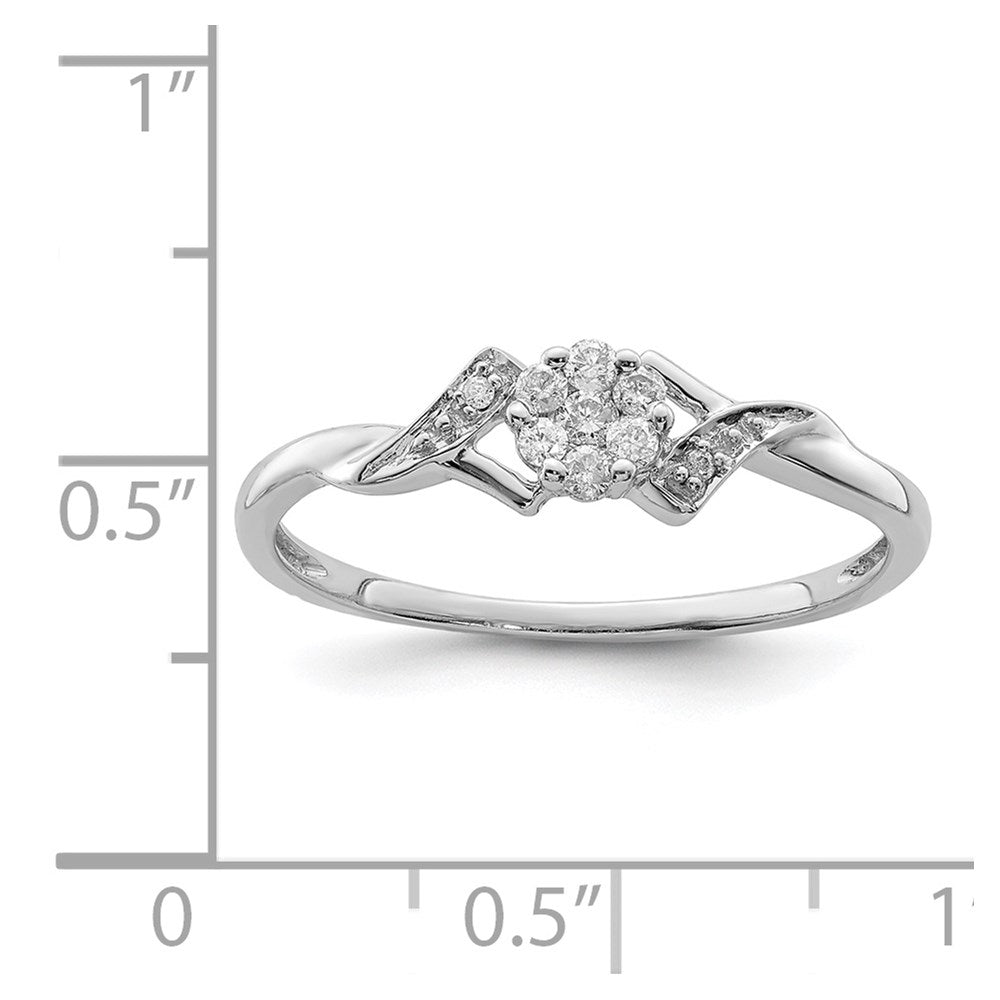 DSS Sterling Silver Rhodium Plated Diamond Ring