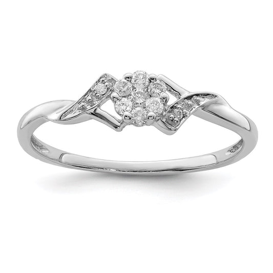 DSS Sterling Silver Rhodium Plated Diamond Ring