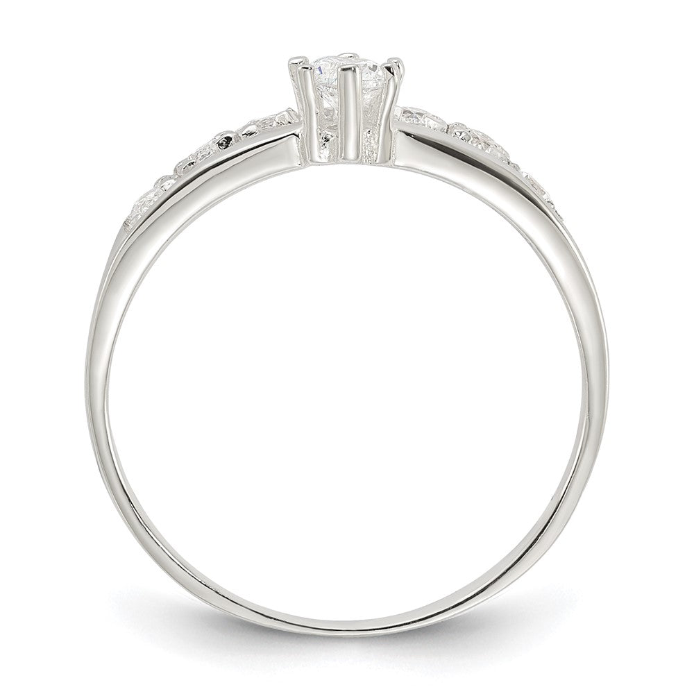 SSCZ Sterling Silver Row and Solitaire CZ Ring