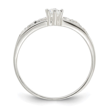 SSCZ Sterling Silver Row and Solitaire CZ Ring