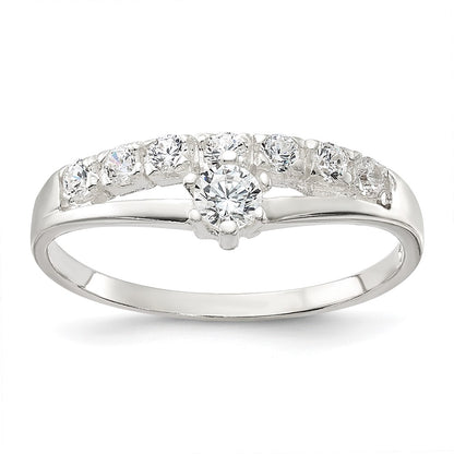 SSCZ Sterling Silver Row and Solitaire CZ Ring