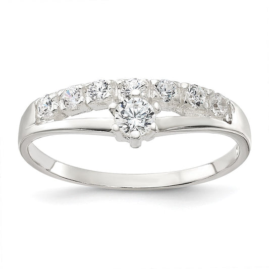 SSCZ Sterling Silver Row and Solitaire CZ Ring