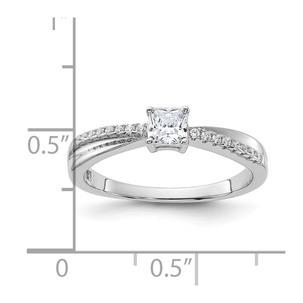 SSCZ Sterling Silver Rhodium-plated Polished & CZ Ring