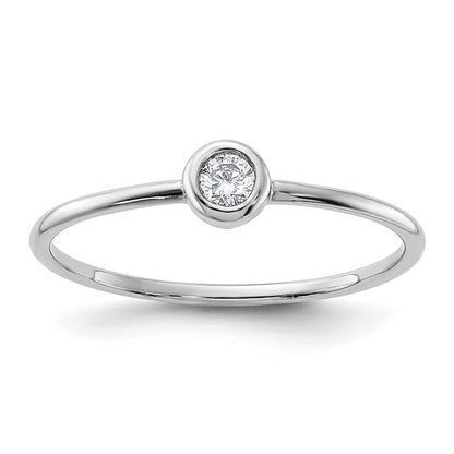 SSCZR Sterling Silver Rhodium-plated Polished CZ Circle Ring