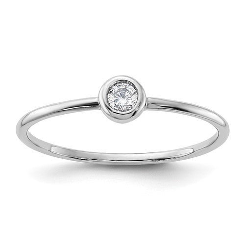 SSCZR Sterling Silver Rhodium-plated Polished CZ Circle Ring