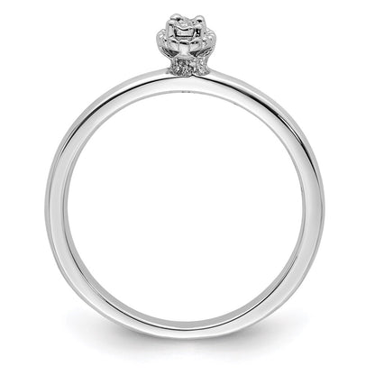 DSS Sterling Silver Rhodium Plated Polished Diamond Ring