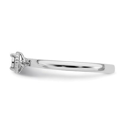 DSS Sterling Silver Rhodium Plated Polished Diamond Ring