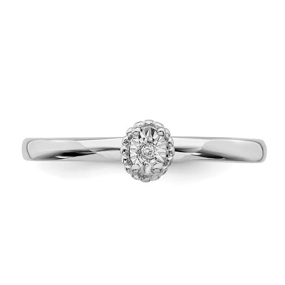 DSS Sterling Silver Rhodium Plated Polished Diamond Ring