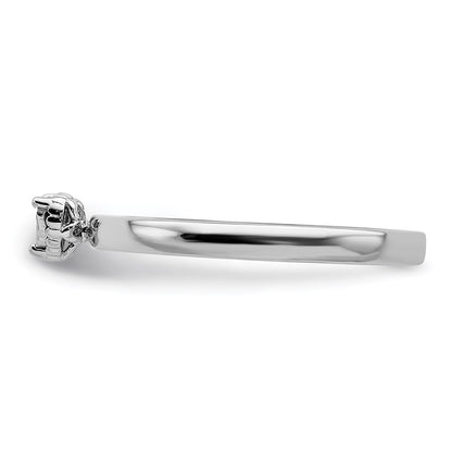 DSS Sterling Silver Rhodium Plated Polished Diamond Heart Shape Ring