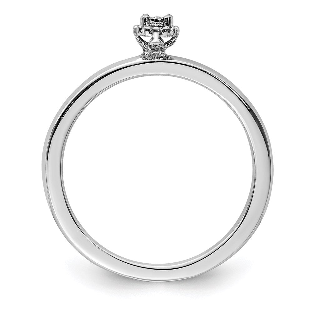 DSSR Sterling Silver Rhodium Plated Polished Diamond Ring