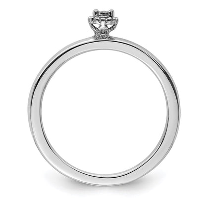 DSSR Sterling Silver Rhodium Plated Polished Diamond Ring