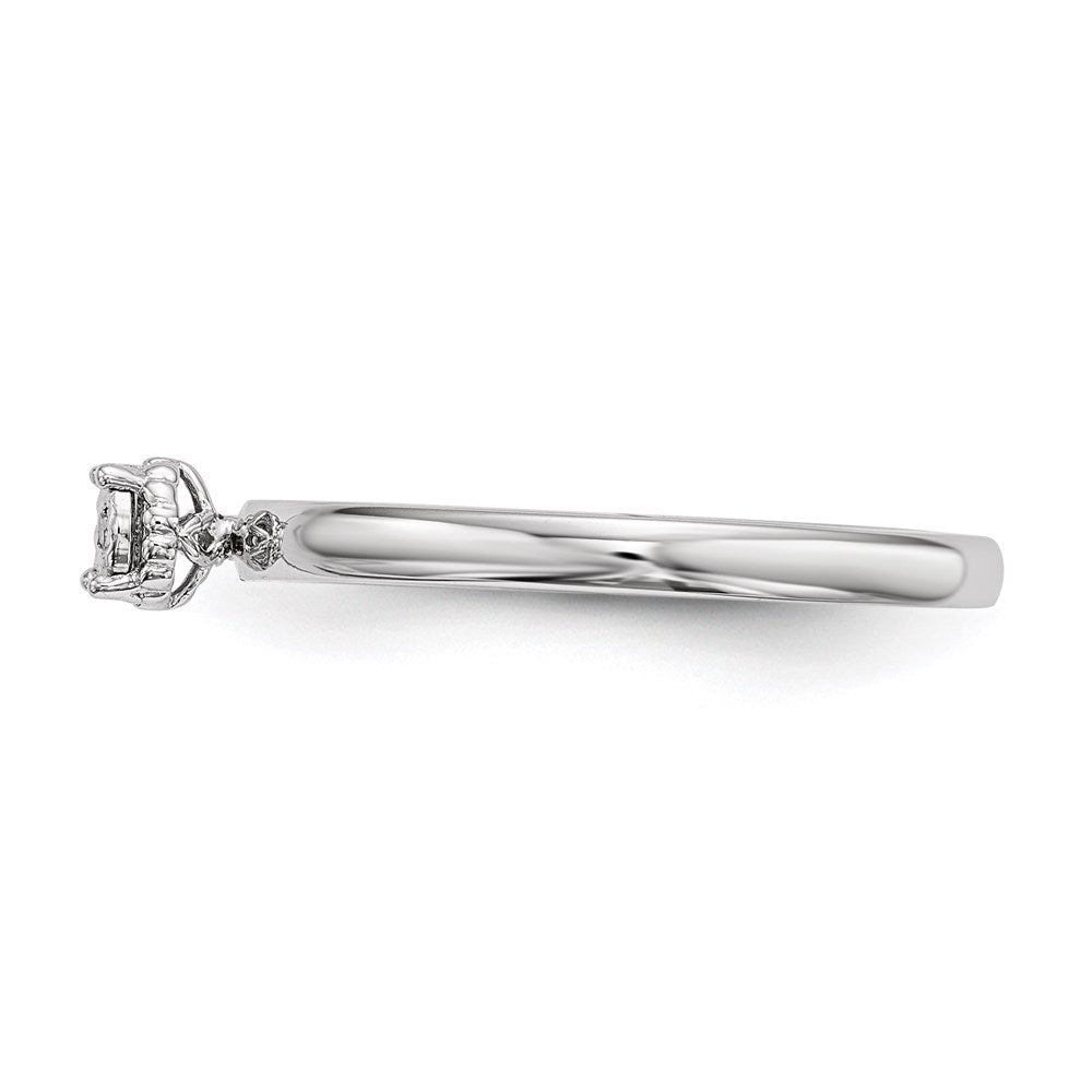 DSSR Sterling Silver Rhodium Plated Polished Diamond Ring