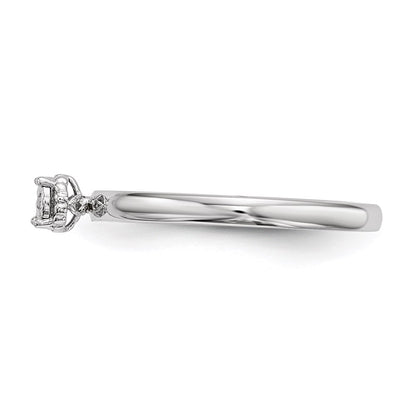 DSSR Sterling Silver Rhodium Plated Polished Diamond Ring
