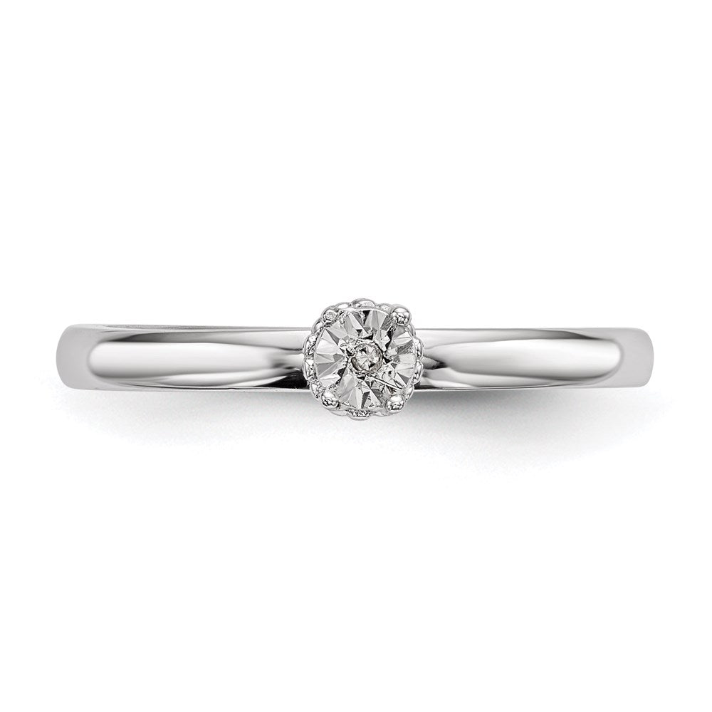 DSSR Sterling Silver Rhodium Plated Polished Diamond Ring