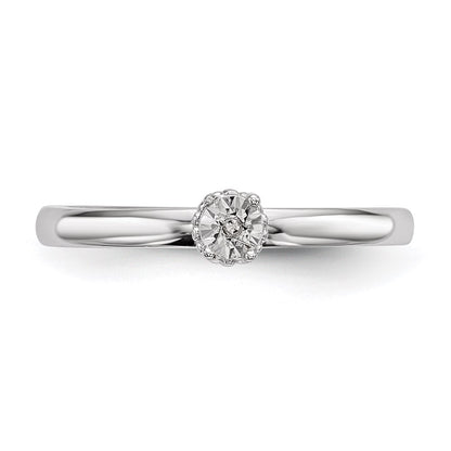 DSSR Sterling Silver Rhodium Plated Polished Diamond Ring