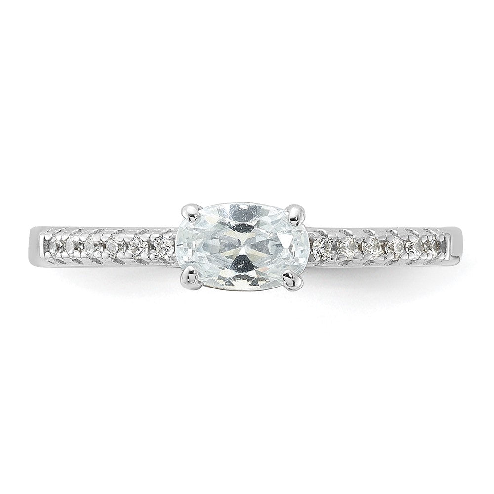 SSCZR Sterling Silver Rhodium-plated Oval CZ Ring