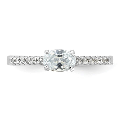 SSCZR Sterling Silver Rhodium-plated Oval CZ Ring