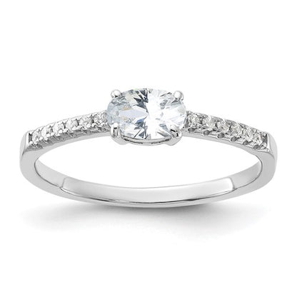 SSCZR Sterling Silver Rhodium-plated Oval CZ Ring