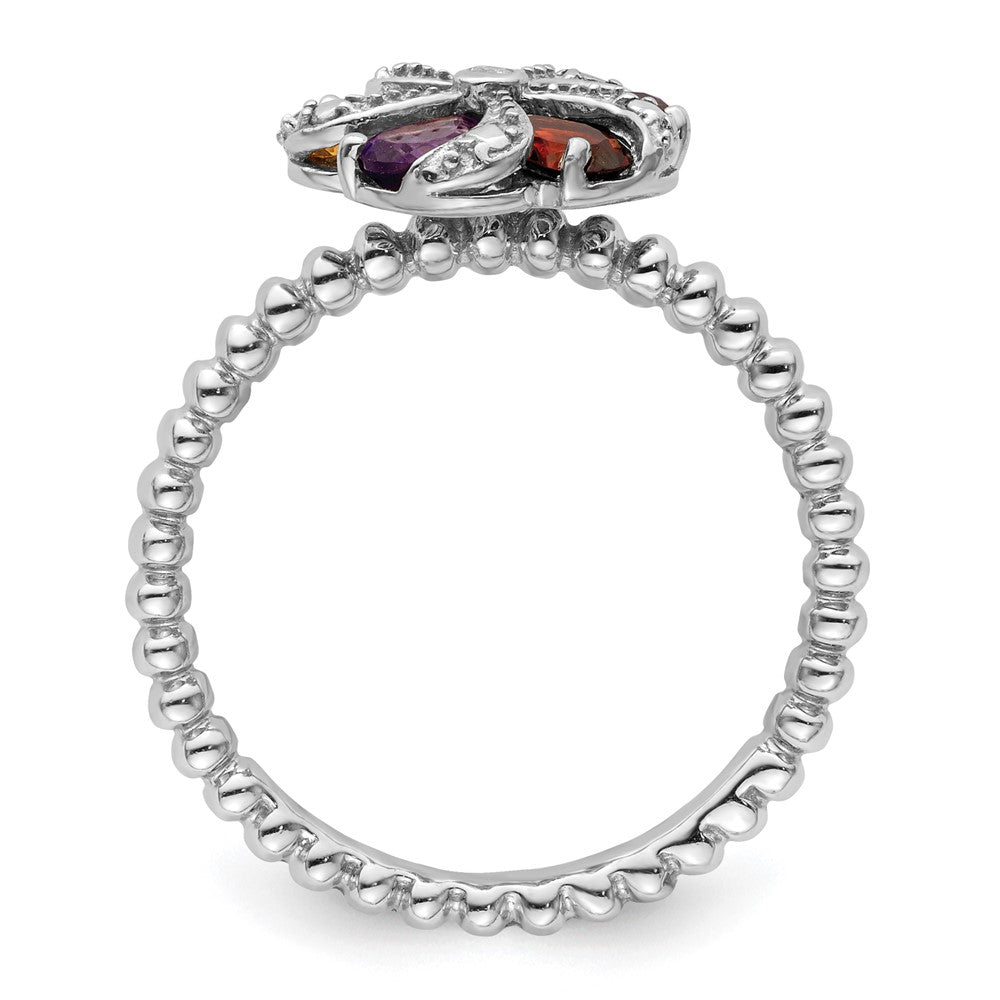 GSSR Sterling Silver Gemstone & Diamond Ring