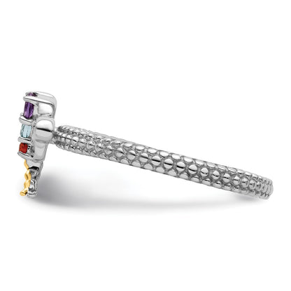 GSSR Sterling Silver&14k Stackable Expressions Gemstone & Diamond Dragonfly Ring