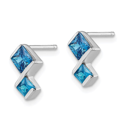GSS Sterling Silver Polished Blue Topaz Pendant and Post Earrings Set