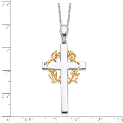 Sentimental Expressions Sterling Silver Gold-plated No Greater Love Cross 18in Necklace