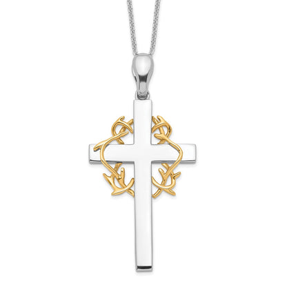 Sentimental Expressions Sterling Silver Gold-plated No Greater Love Cross 18in Necklace